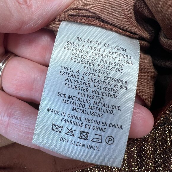 Anthropologie Maeve Metallic Skirted Pants Silk Legging Mesh Skirt Copper 2 - Picture 14 of 14